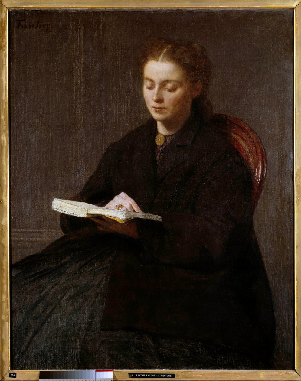 Lesende maleri av Henri Fantin Latour (Fantin-Latour av Ignace Henri Jean Fantin Latour