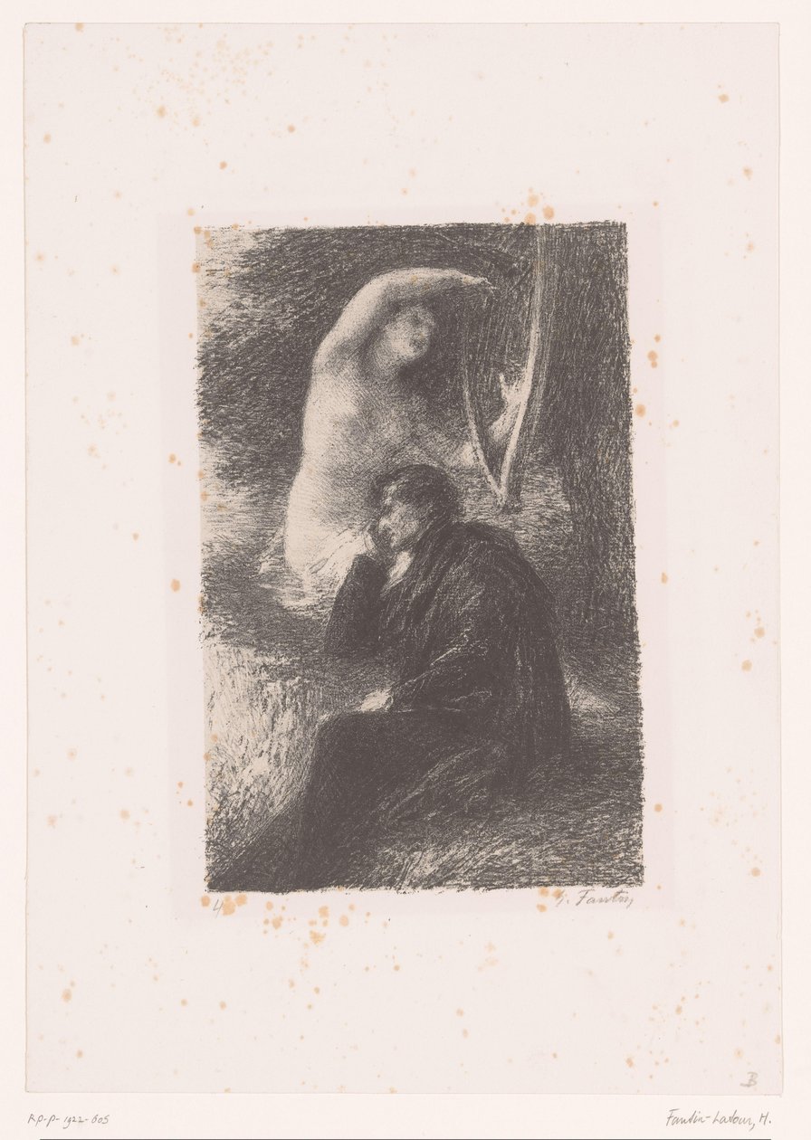 Lélio lytter til lydene av en harpe lilje. La harpe éolienne Livet og verkene til Hector Berlioz (serietittel) av Ignace Henri Jean Fantin Latour