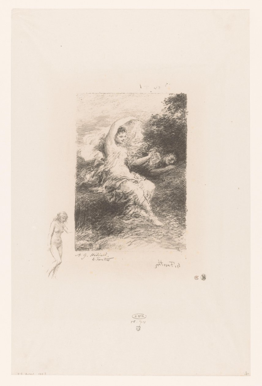 Lydé passer på den sovende elskeren sin Lyde Dikt av André Chénier (serietittel) Illustrasjoner pour les Poésies d
