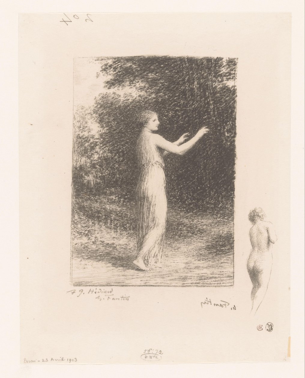 Maagd van Lycus vandre i naturen Tiggeren Gedichten van André Chénier (serietittel) Illustrasjoner til diktene til André Chénier (serietittel) av Ignace Henri Jean Fantin Latour