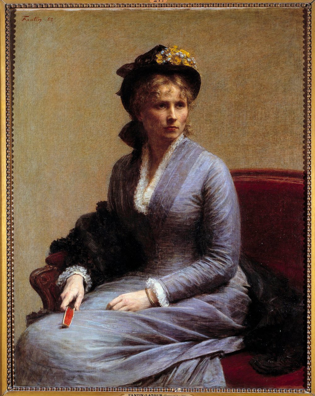 Portrett av Charlotte Dubourg (1850-1921) Hun er søsteren til kunstnerens kone. Maleri av Henri Fantin Latour (Fantin-Latour av Ignace Henri Jean Fantin Latour