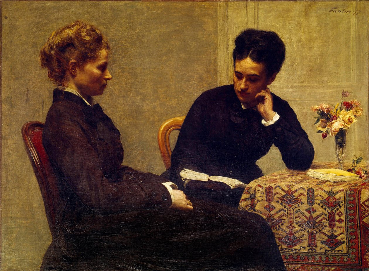 Leser En kvinne som leser for en ung blind person av Ignace Henri Jean Fantin Latour