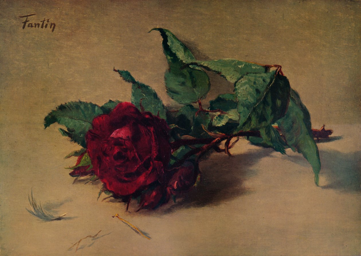 Rød rose, c1864, 1938 av Ignace Henri Jean Fantin Latour