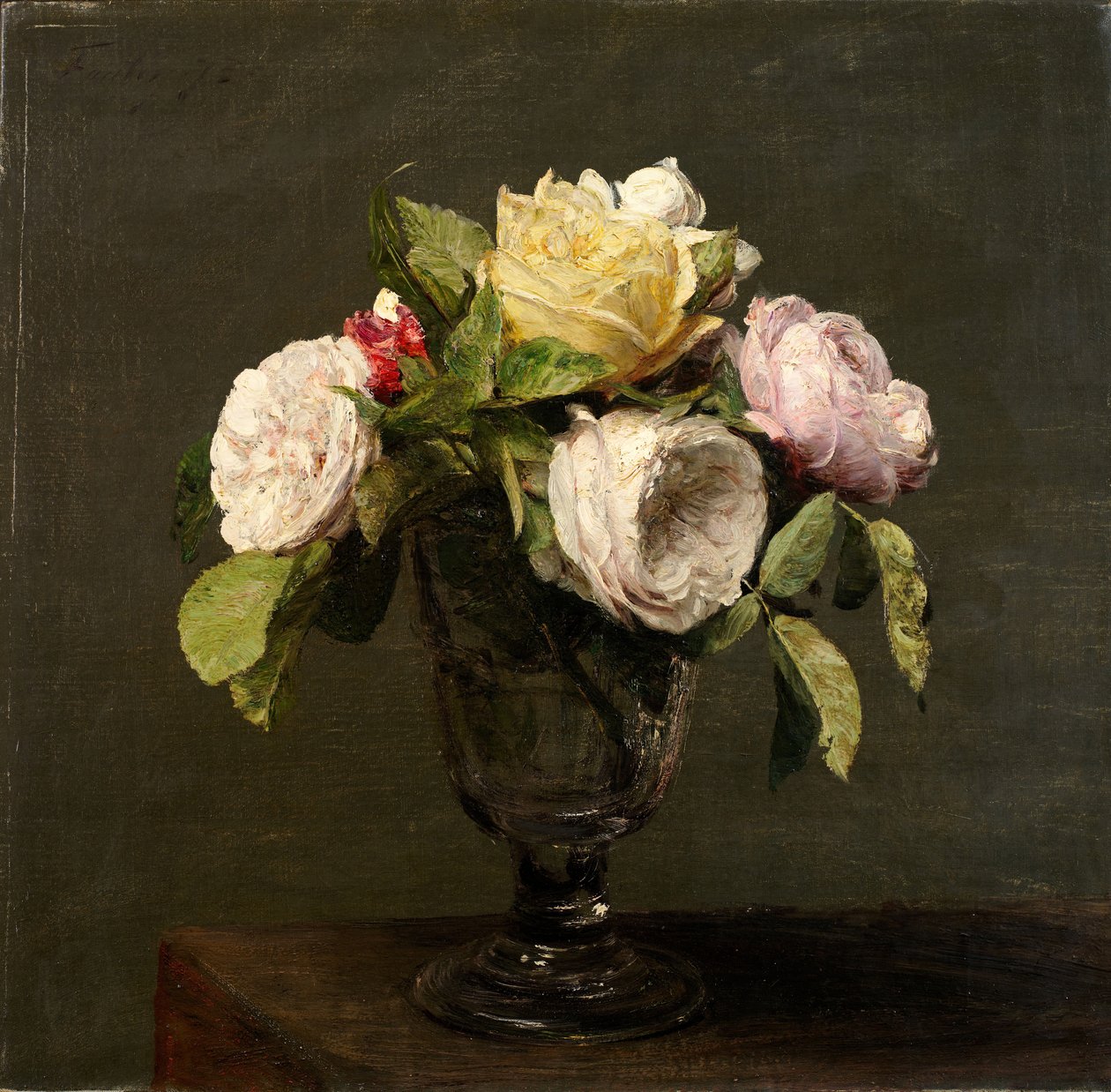 Roser i en beger, 1873. av Ignace Henri Jean Fantin-Latour