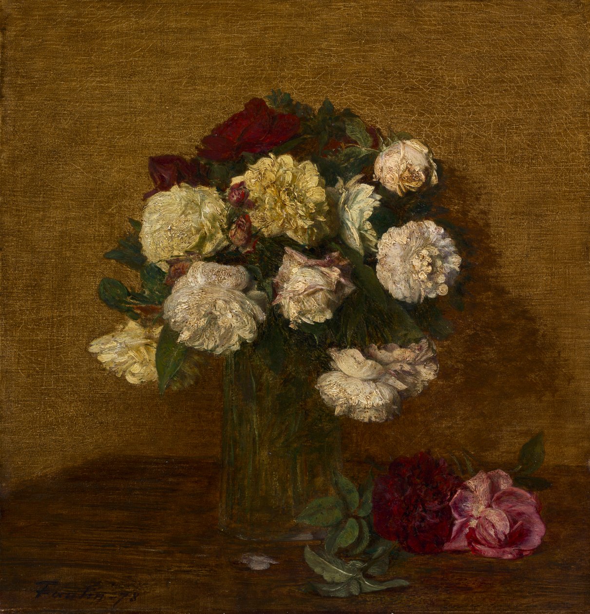 Roser i en vase av Ignace Henri Jean Fantin Latour