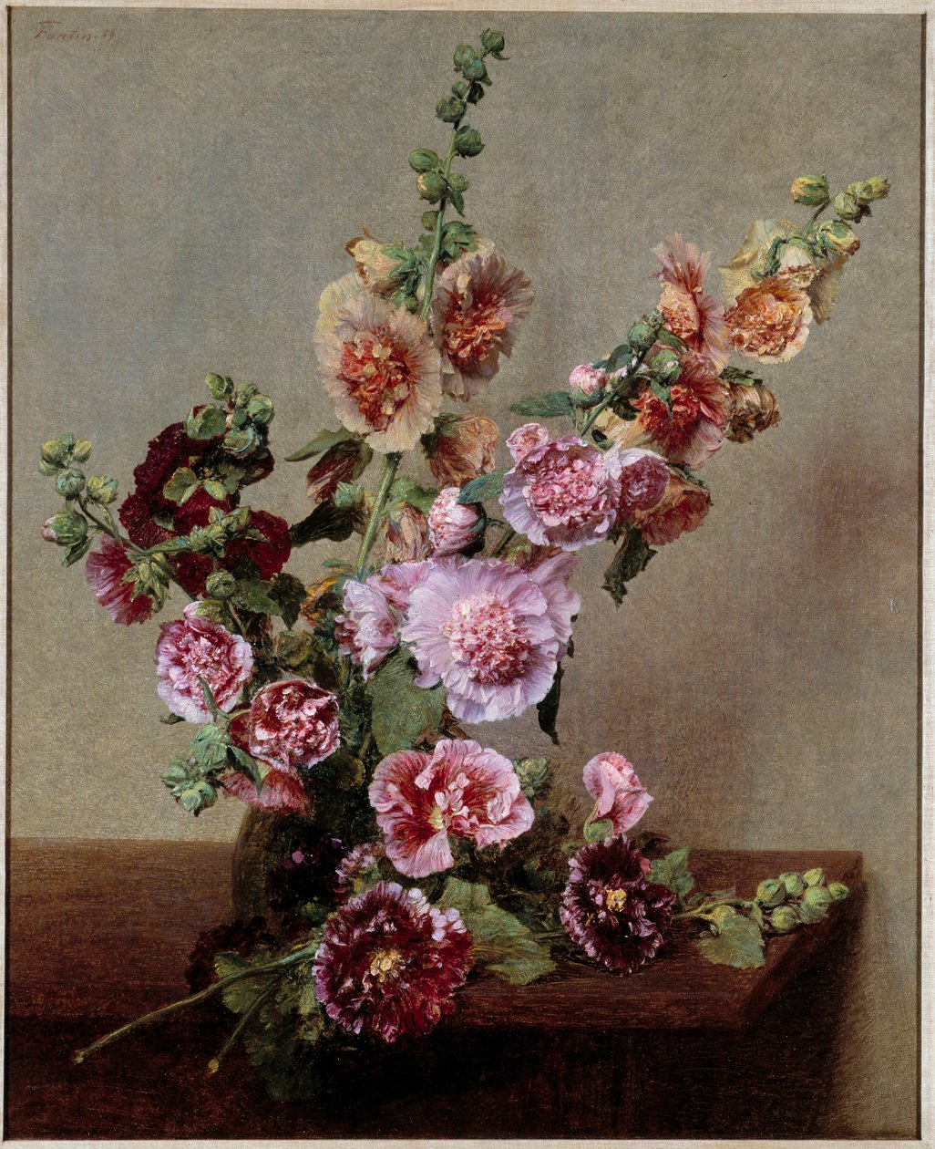 Roses tremieres Maleri av Henri Fantin Latour (Fantin-Latour av Ignace Henri Jean Fantin Latour