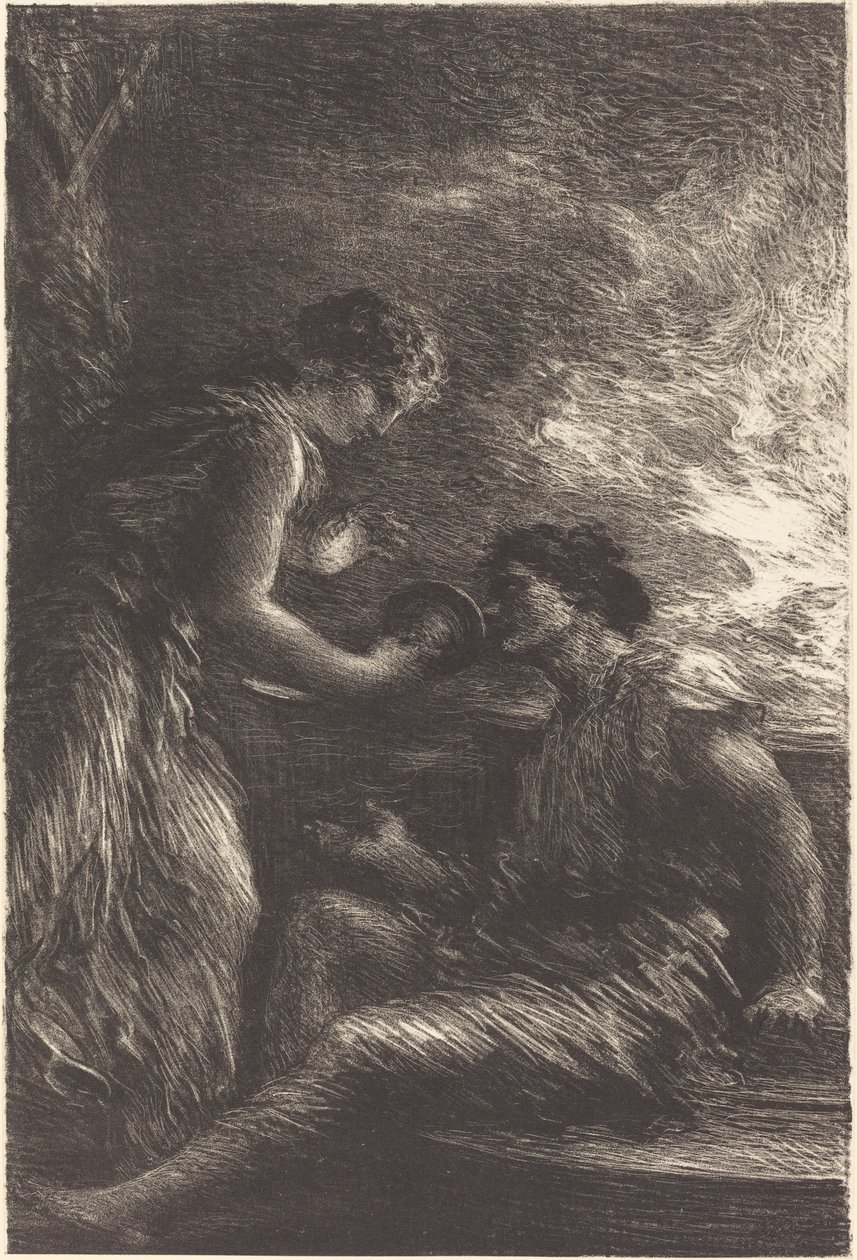 Sieglinde og Siegmund fra 1. akt av "Valkyrien" av Ignace Henri Jean Fantin Latour