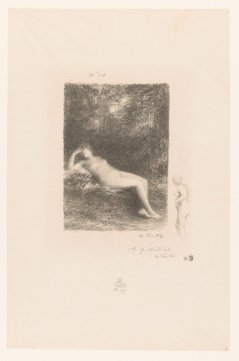 Slapende waternimf Jeg vet, når middag gjør at de vil ha skyggen XXVII Gedichten van André Chénier (serietittel) Illustrasjoner til diktene til André Chénier (serietittel) av Ignace Henri Jean Fantin Latour