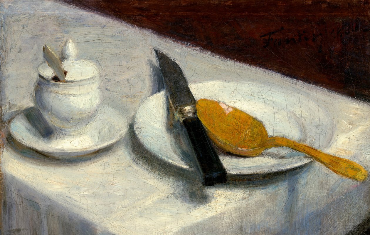 Stilleben med sennepsgryte av Ignace Henri Jean Fantin Latour