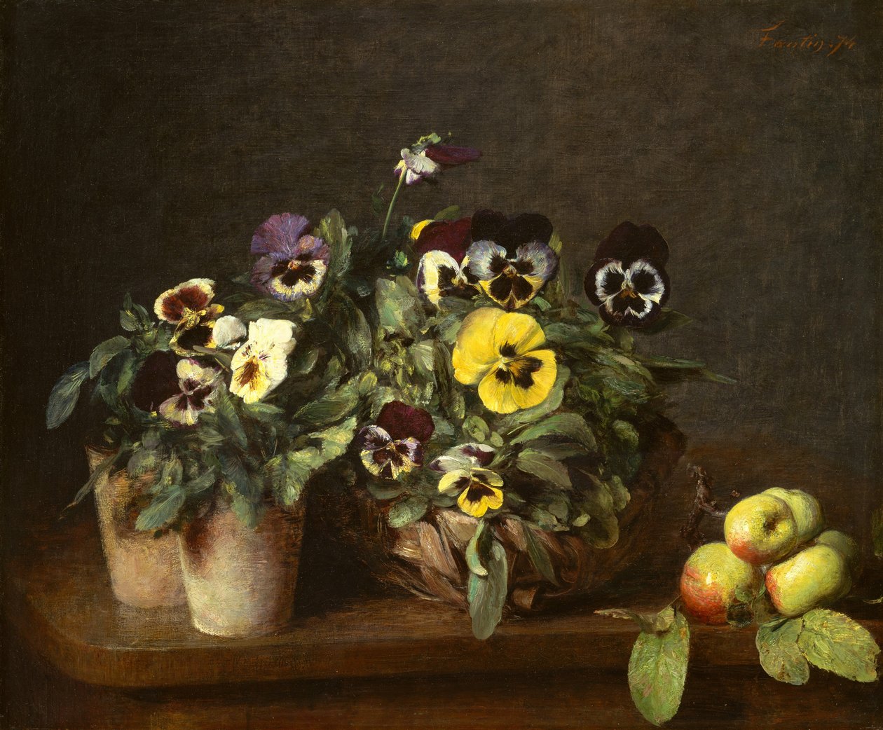 Stilleben med stemorsblomster, 1874. av Ignace Henri Jean Fantin Latour