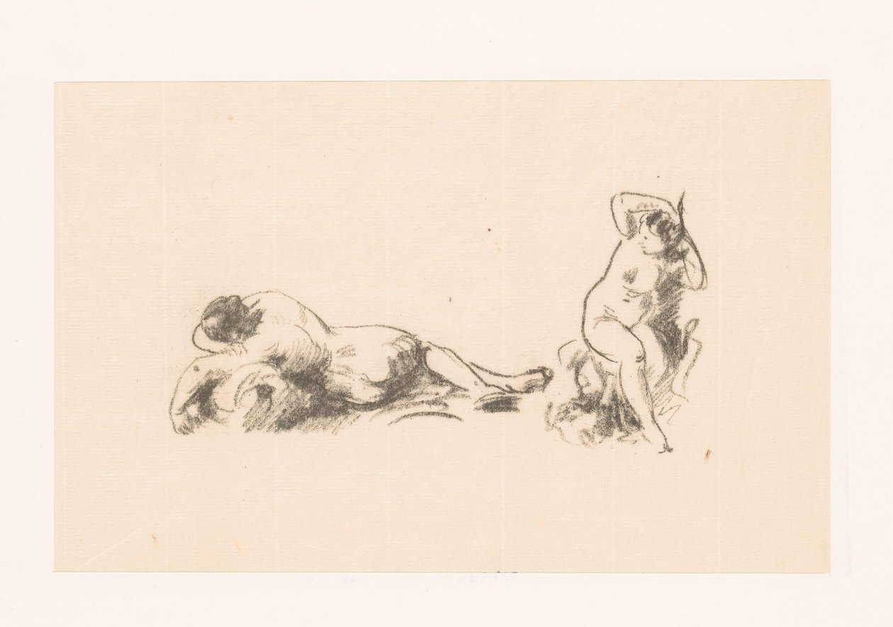 Studieark med to nakne kvinner av Ignace Henri Jean Fantin Latour