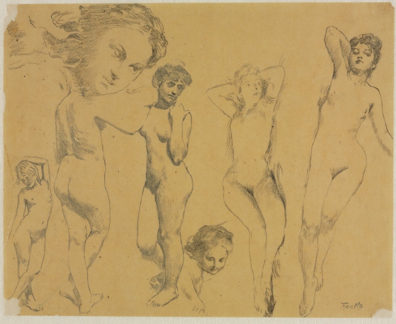 Studier av kvinnelige nakenbilder av Ignace Henri Jean Fantin Latour