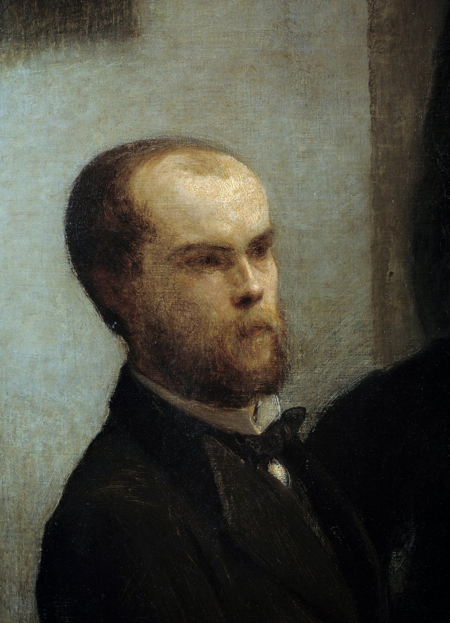 Bordhjørne, Detalj. Portrett av poeten Paul Verlaine. Maleri av Henri Fantin Latour (Fantin-Latour av Ignace Henri Jean Fantin Latour