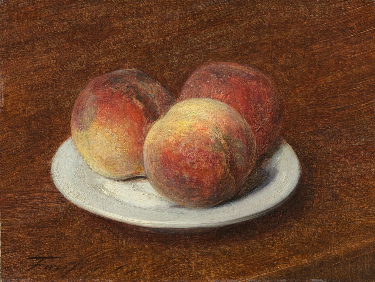 Tre fersken på et fat av Ignace Henri Jean Fantin Latour