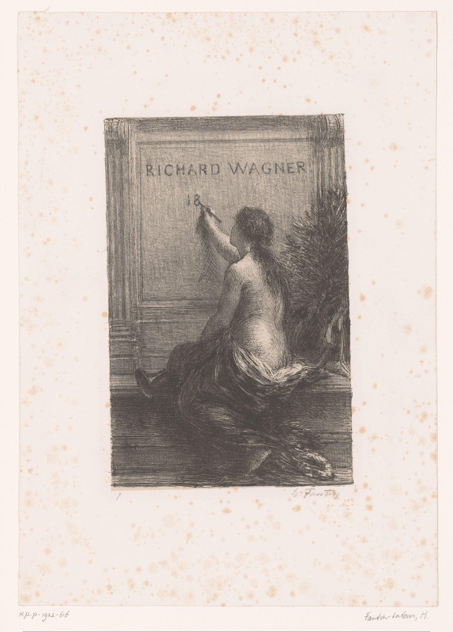 Titteltrykk for: Richard Wagner, sa vie et ses œuvres Richard Wagner (tittel på objekt) Udødelighet Liv og verk til Richard Wagner (serietittel) av Ignace Henri Jean Fantin Latour