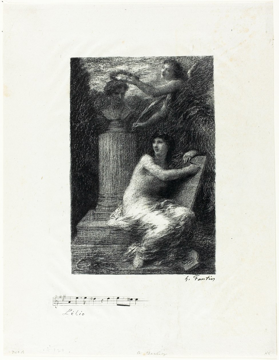 Til Berlioz, liten tallerken av Ignace Henri Jean Fantin Latour