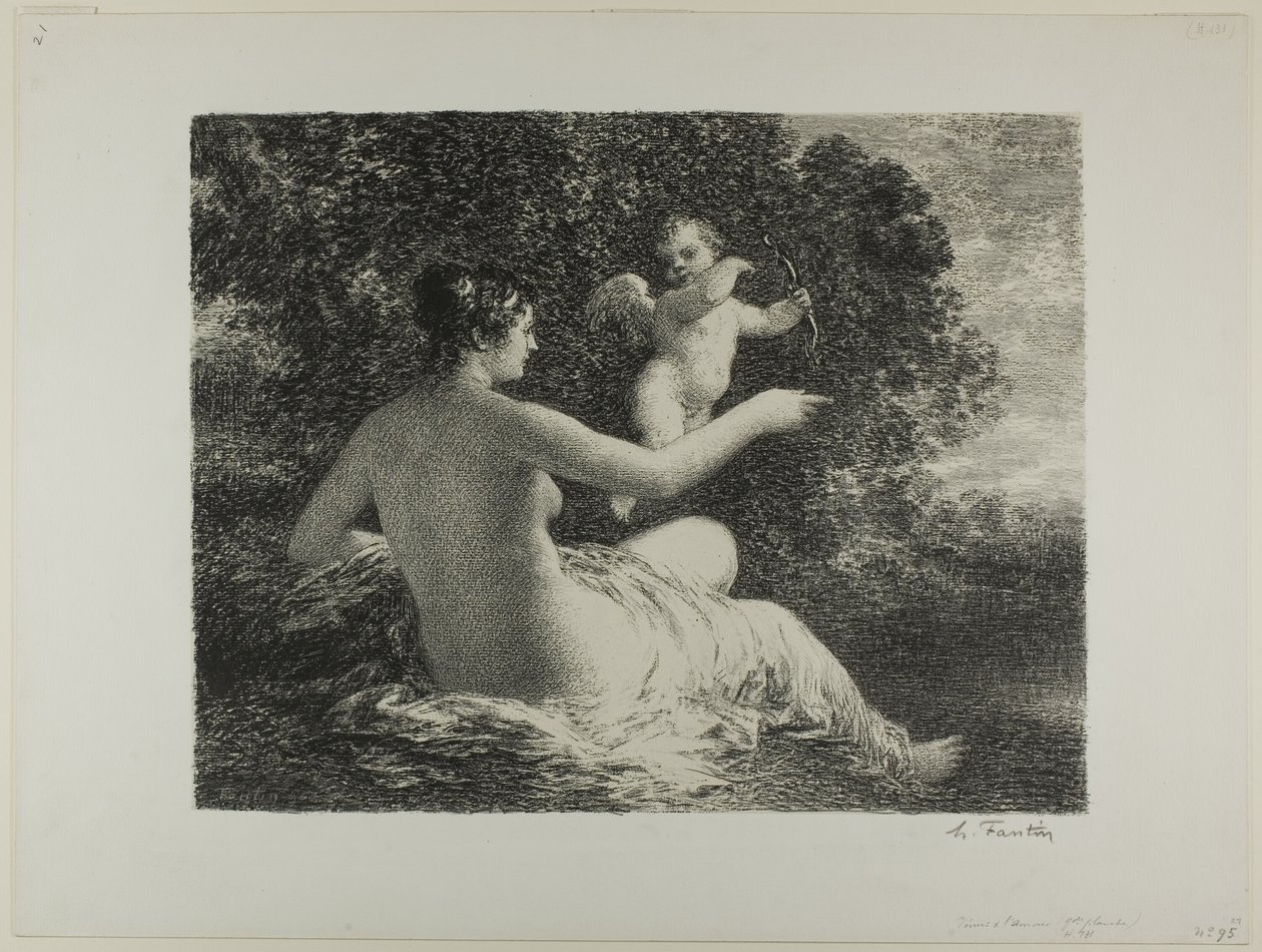 Venus og Amor, stor tallerken av Ignace Henri Jean Fantin Latour