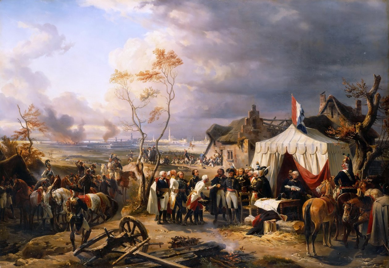 General De la Morlière mottar overgivelsen av Antwerpen 29. november 1792 av Henri Felix Emmanuel Philippoteaux