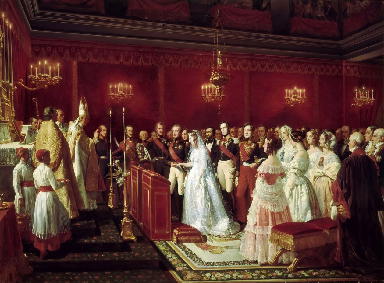 Ekteskap med prinsesse Victoria av Saxe-Coburg og prins Louis, hertug av Nemours i Saint-Cloud, 27. av Henri Felix Emmanuel Philippoteaux