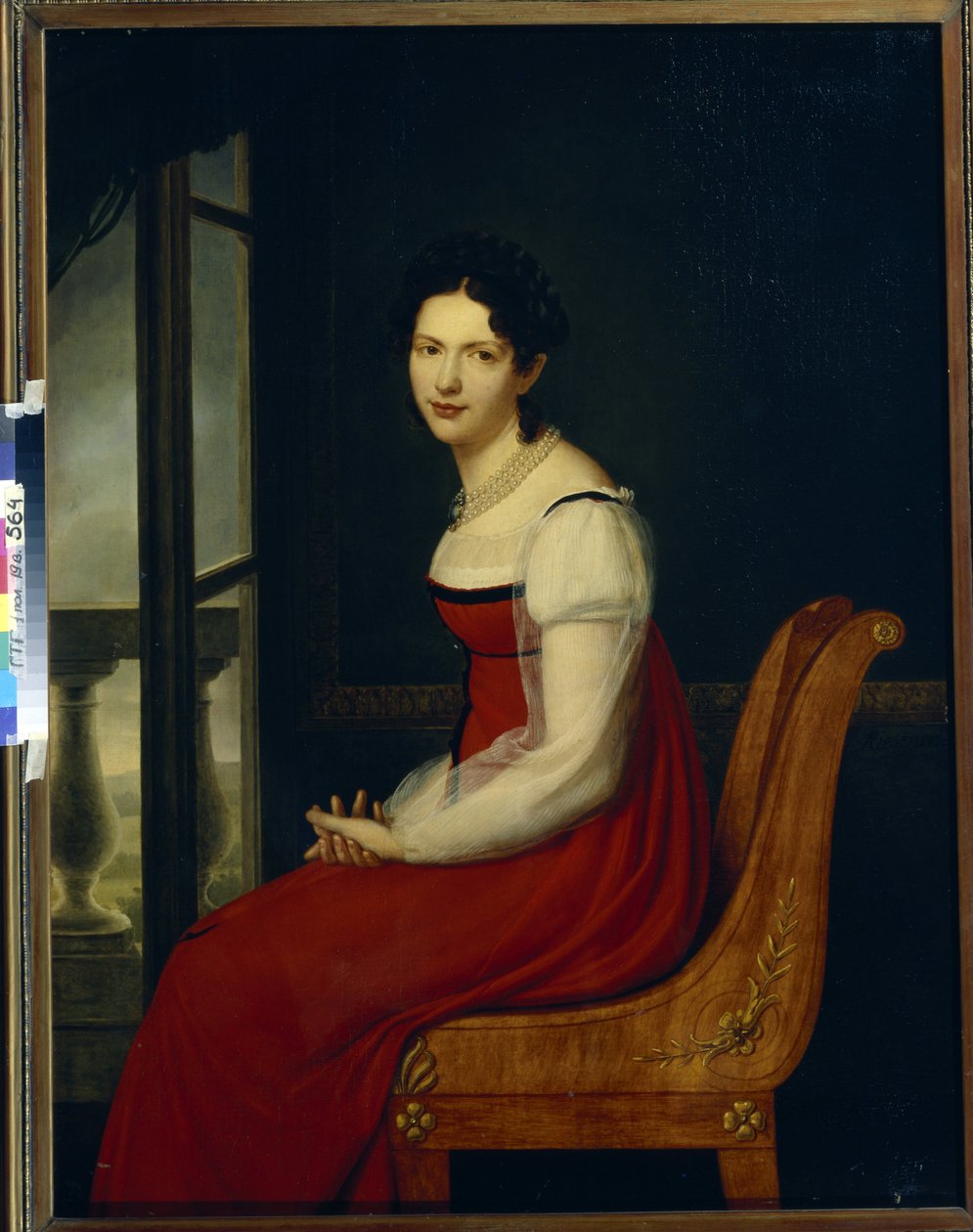 Portrett av prinsesse Varvara Sergeevna Dolgorukova, født Gagarina (1793-1833) (Prinsesse Varvara Sergeyevna Dolgorukova) - Maleri av Henri Francois Riesener (1767-1828), olje på lerret (96,8x125 cm) av Henri Francois Riesener