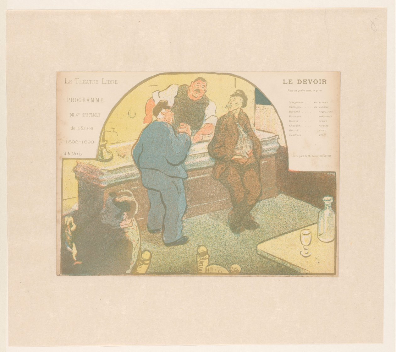 Fire menn i en bistro Le Devoir (tittel på objekt) Forestillinger av Théâtre Libre (serietittel) Les Programs du Théâtre Libre (serietittel) av Henri Gabriel Ibels
