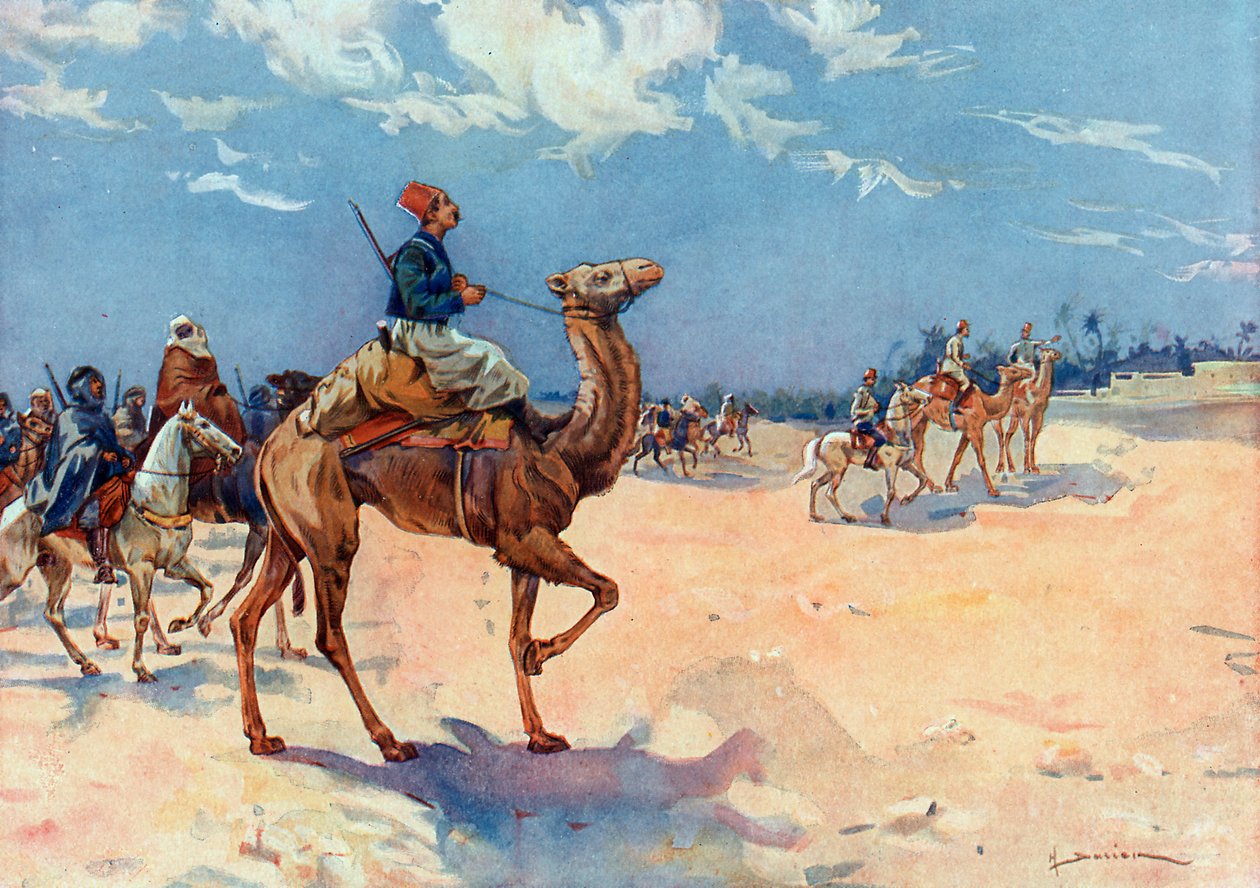 Kampanjer i Sahara (1882-1902) "" oberst Eus algeriske trefninger i nærheten av In Salah i den algeriske Sahara av Henri Gaston Darien