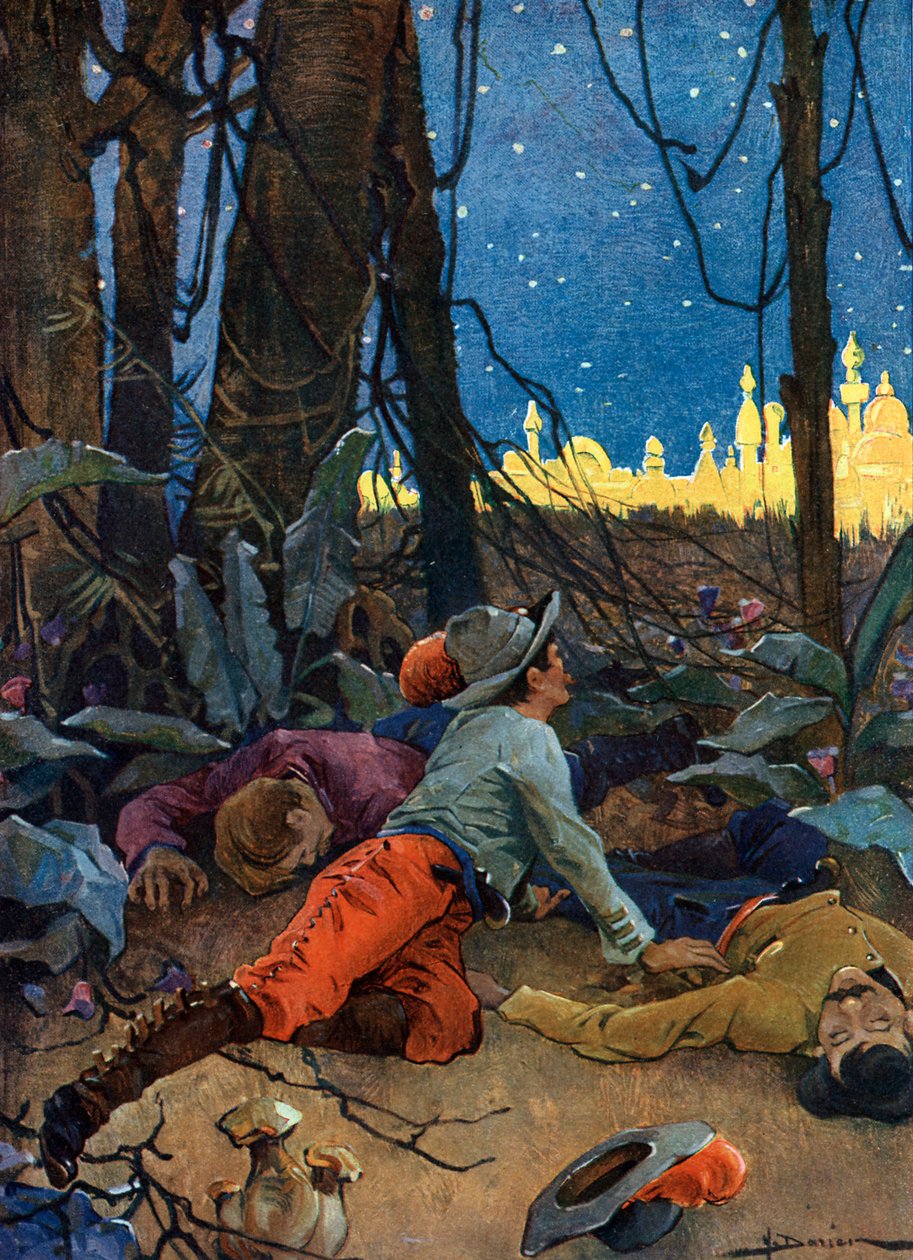 Representasjon av El Dorado (El Dorado eller Eldorado) et legendarisk gullcitat som tiltrakk europeere på 1500- og 1600-tallet og oppsto på tidspunktet for erobringen av den nye verden av conquistadorene på 1500-tallet (Myten om El Dora av Henri Gaston Darien