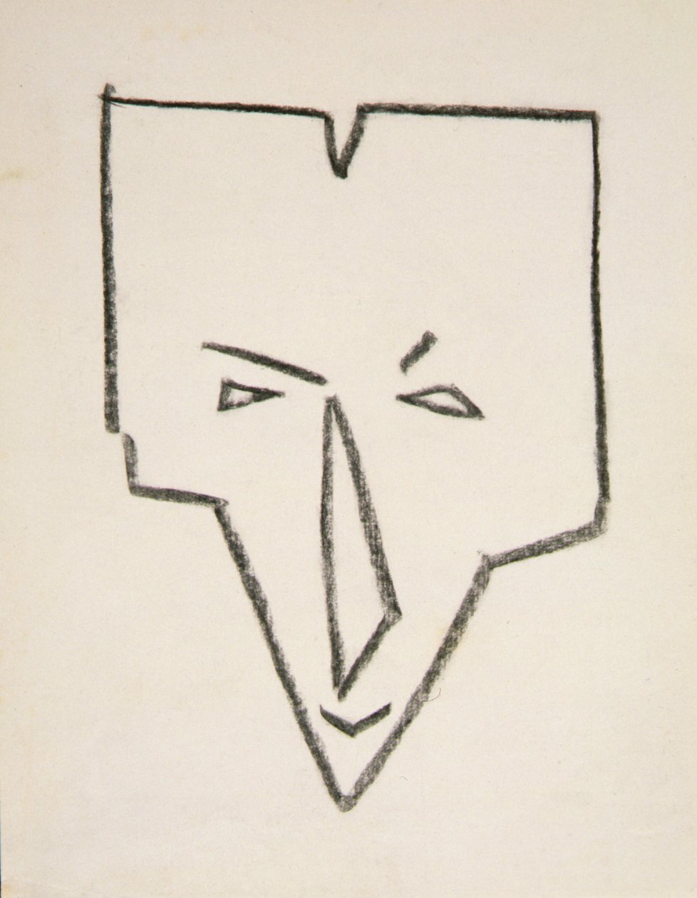 Etnisk maskehode (svart kritt på papir) av Henri Gaudier Brzeska