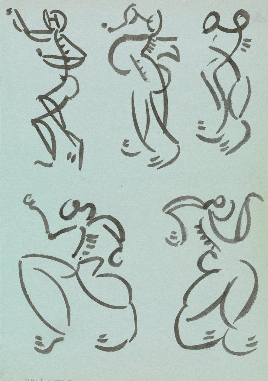 Fem studier av dansende figurer av Henri Gaudier Brzeska