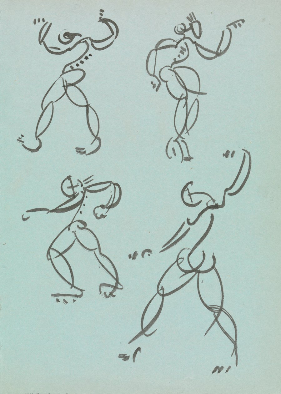 Fire studier av dansende figurer av Henri Gaudier Brzeska
