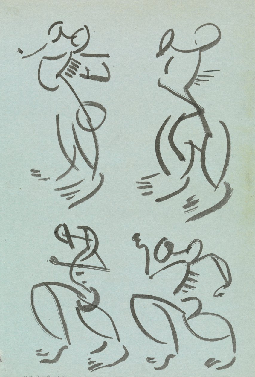 Fire studier av dansende figurer av Henri Gaudier Brzeska