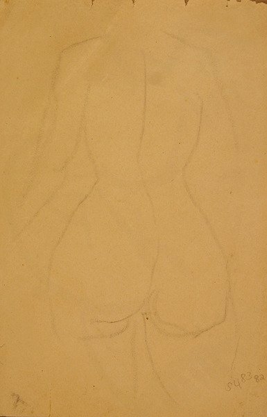 Halvlang naken kvinne (svart kritt på papir) av Henri Gaudier Brzeska