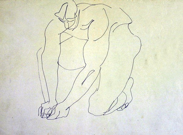 Mann naken på kne I av Henri Gaudier Brzeska