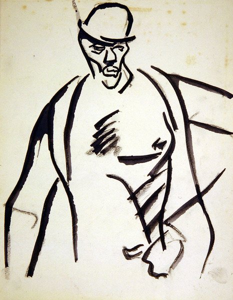 Mann i bowlerhatt av Henri Gaudier Brzeska
