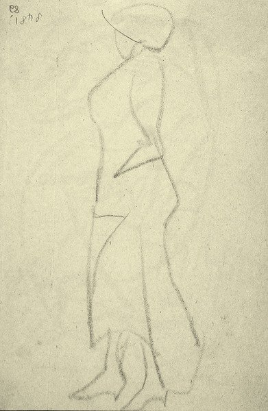 Promenader fra siden (svart kritt på papir) av Henri Gaudier Brzeska