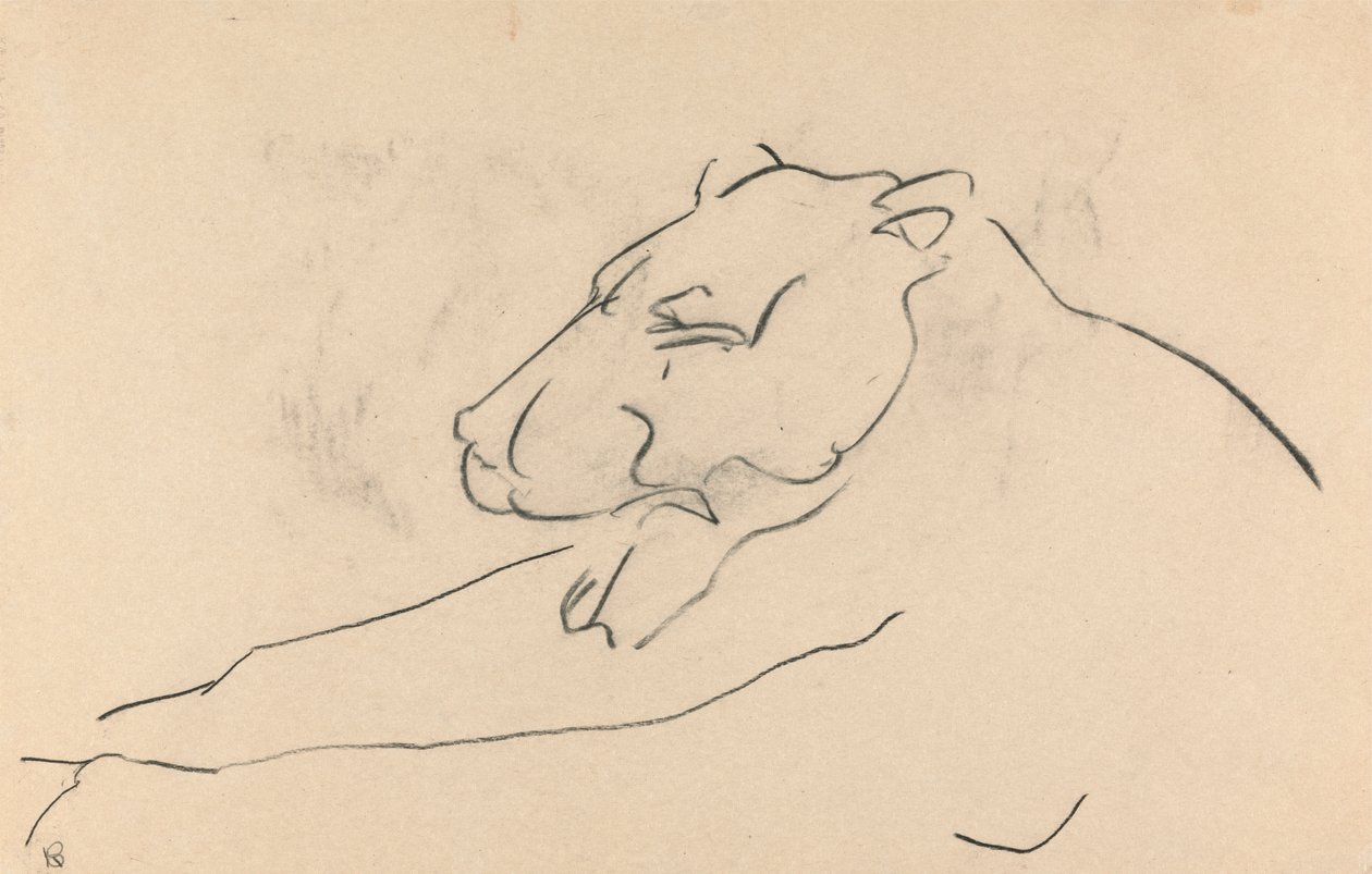 Tilbakelent løvinne av Henri Gaudier Brzeska