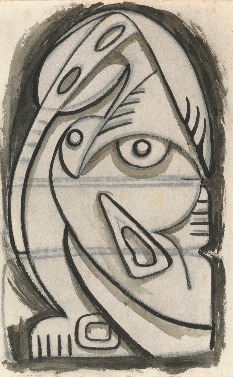 Relieffdesign av en sittende kvinnefigur av Henri Gaudier Brzeska