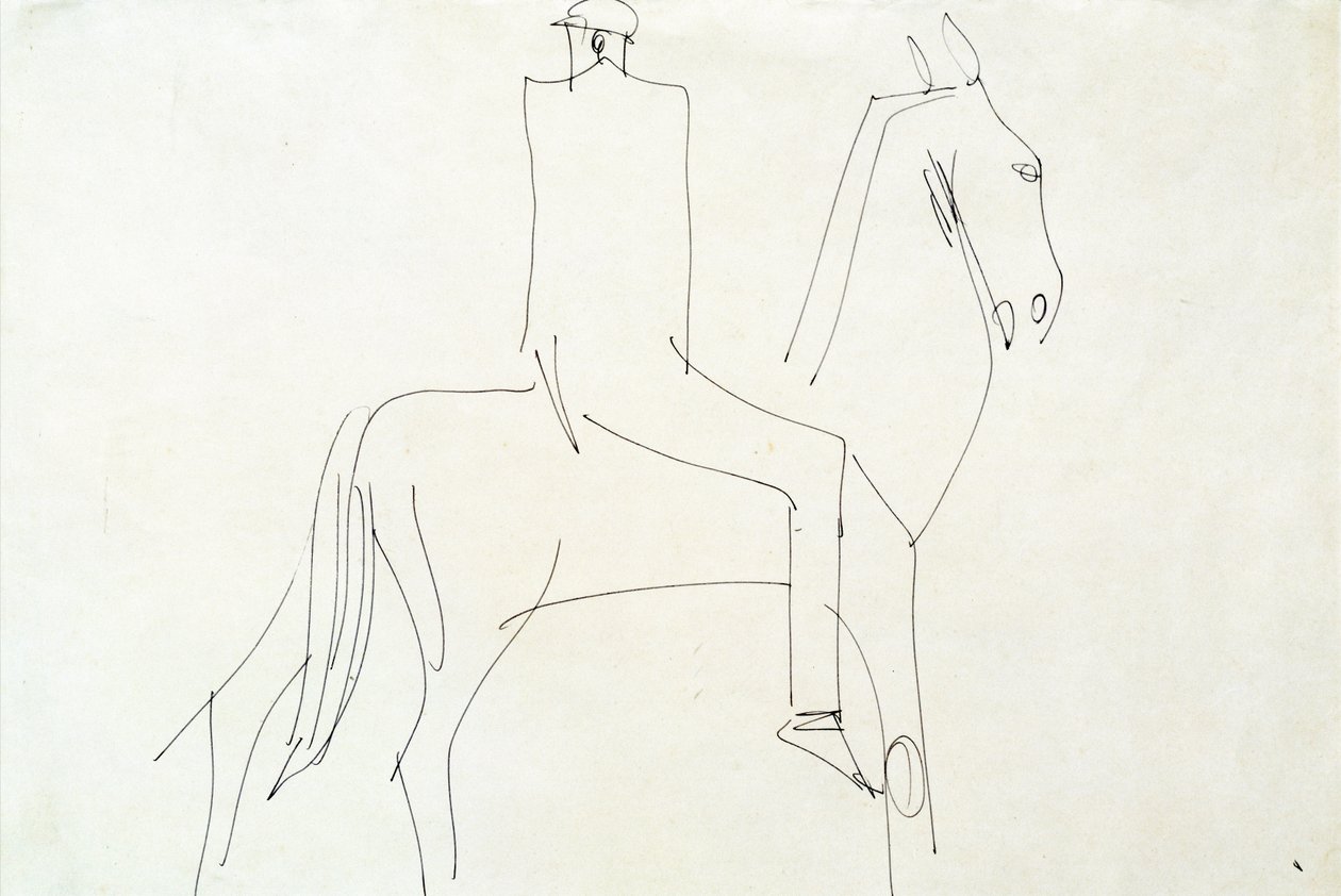 Rytter i Rotton Row, 1913 (penn og blekk på papir) av Henri Gaudier Brzeska