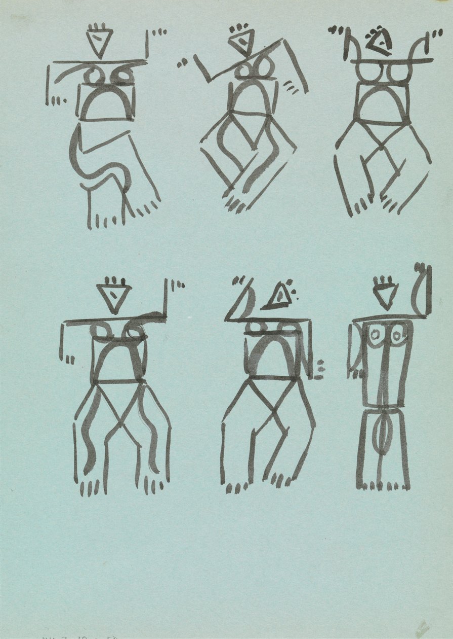 Seks studier av dansende figurer av Henri Gaudier Brzeska