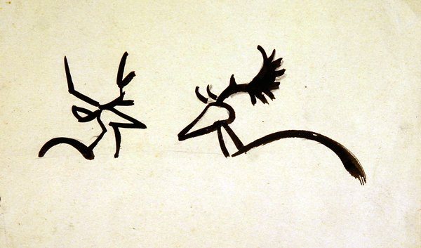 Stags (svart vask over blyant på papir) av Henri Gaudier Brzeska