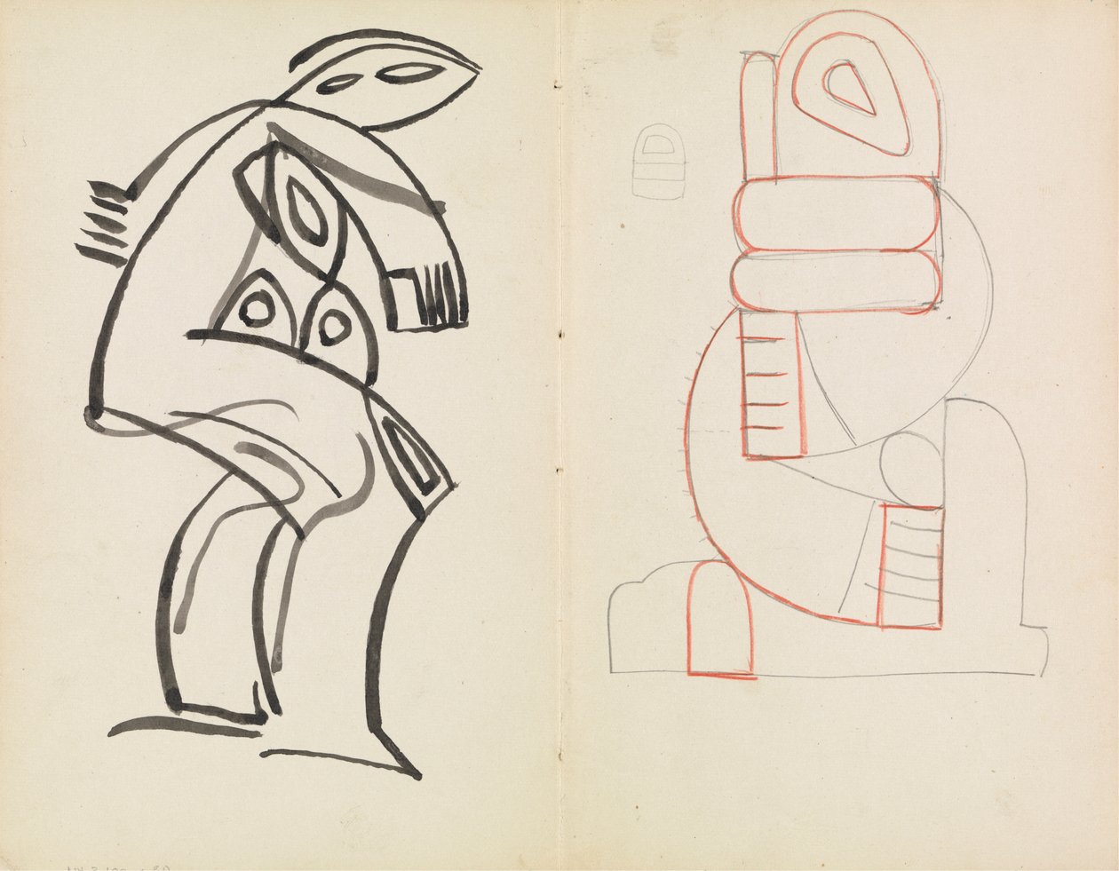 Studie av en kvinnelig figur, abstrakt figurstudie av Henri Gaudier Brzeska