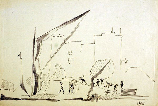 Thames lekter ved London Docks av Henri Gaudier Brzeska