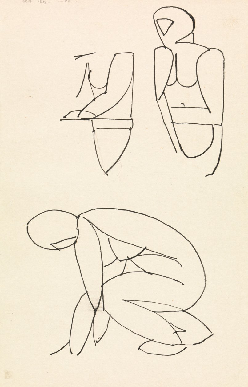 Tre figurstudier av Henri Gaudier Brzeska