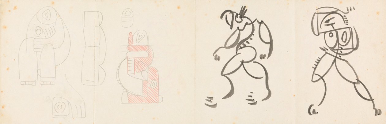 To dansefigurer og fem studier for en mor og barn-gruppering av Henri Gaudier Brzeska