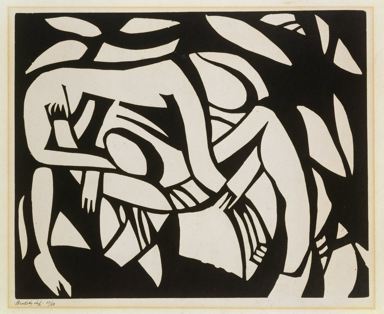 Wrestlers, ca. 1914 (linosnitt) av Henri Gaudier Brzeska