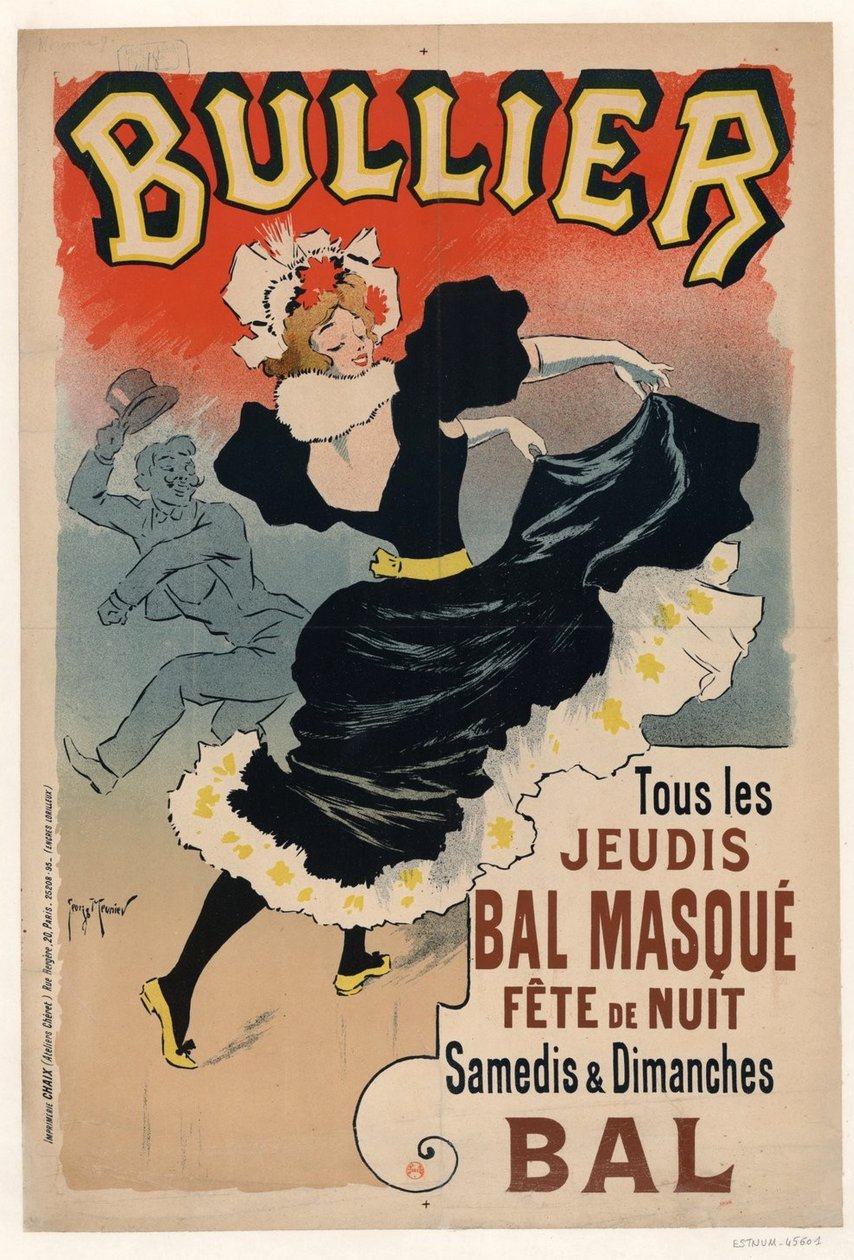 Bullier, hver torsdag Bal-maske, nattfest, 1896. av Henri Georges Meunier