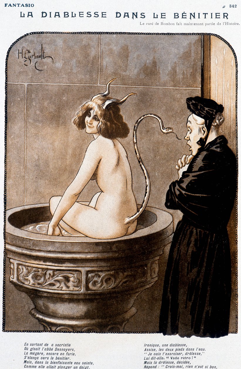 The Devil in the Benitier - av Henry Gerbault (1863-1930), i "" Fantasio"" fra 01/02/1926 av Henri Gerbault