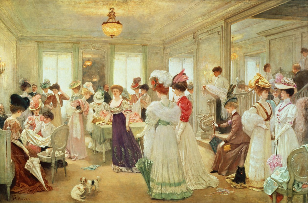 Fem timer på Couturier Paquin, 1906 av Henri Gervex