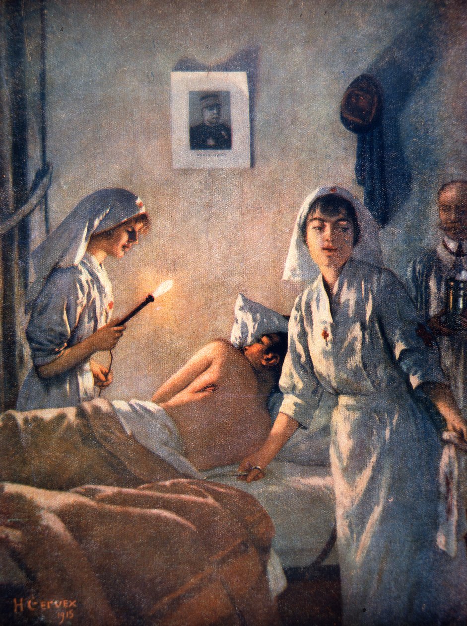 Franske sykepleiere pleier sårede soldater av Henri Gervex