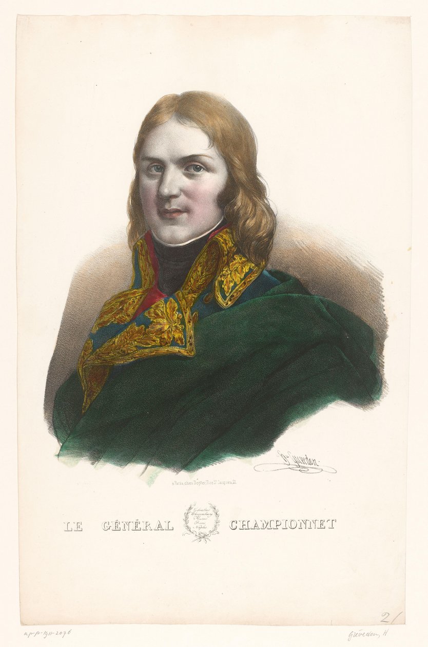 Portrett av Jean-Étienne Championnet Le General Championnet (tittel på objekt) Generals of the Empire (serietittel) av Henri Grevedon